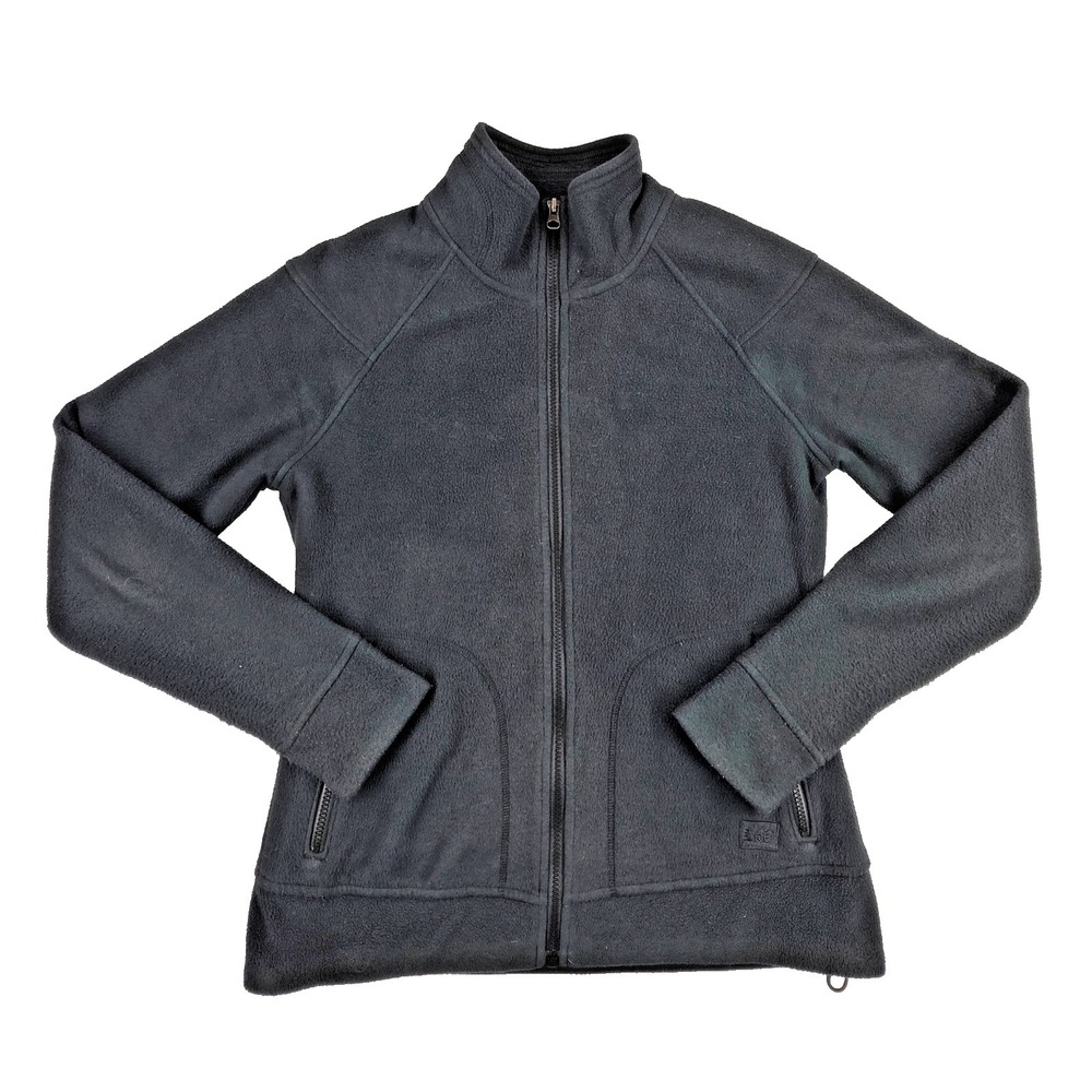 REI WOMENS FULL ZIP SWEATER SWEATSHIRT BLACK WARM SIZE M